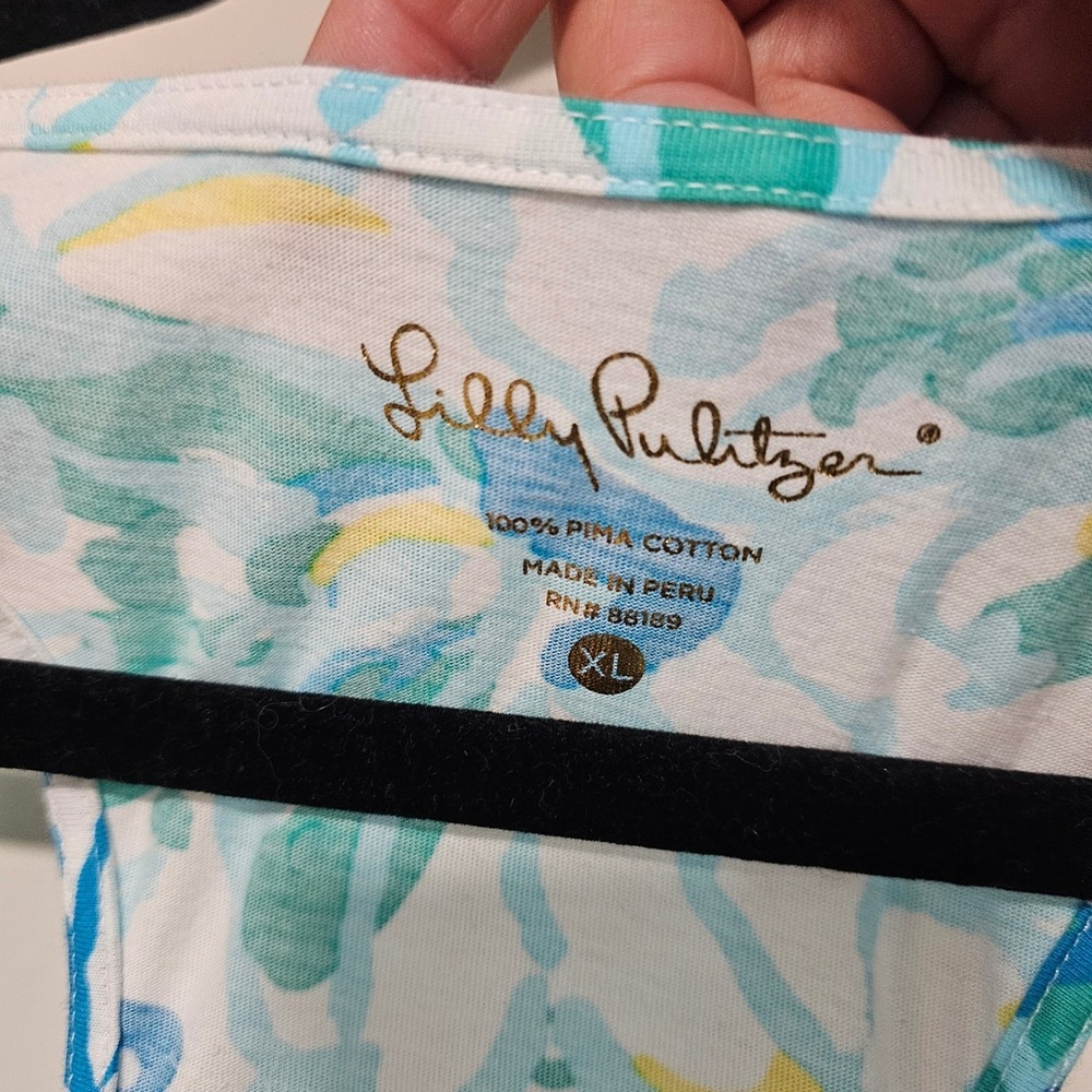 Lilly Pulitzer Monterey Tank Dress XL Blue In A Pinch Cotton Racerback Floral - Picture 3 of 6